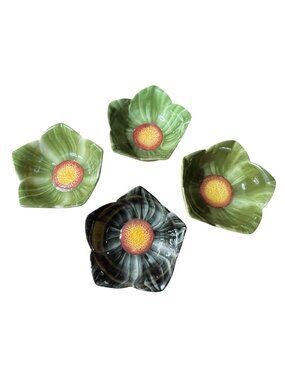 Temp-tations Old World Floral Green Black Tara Spring Discontinued Bowl Set 4 Pc